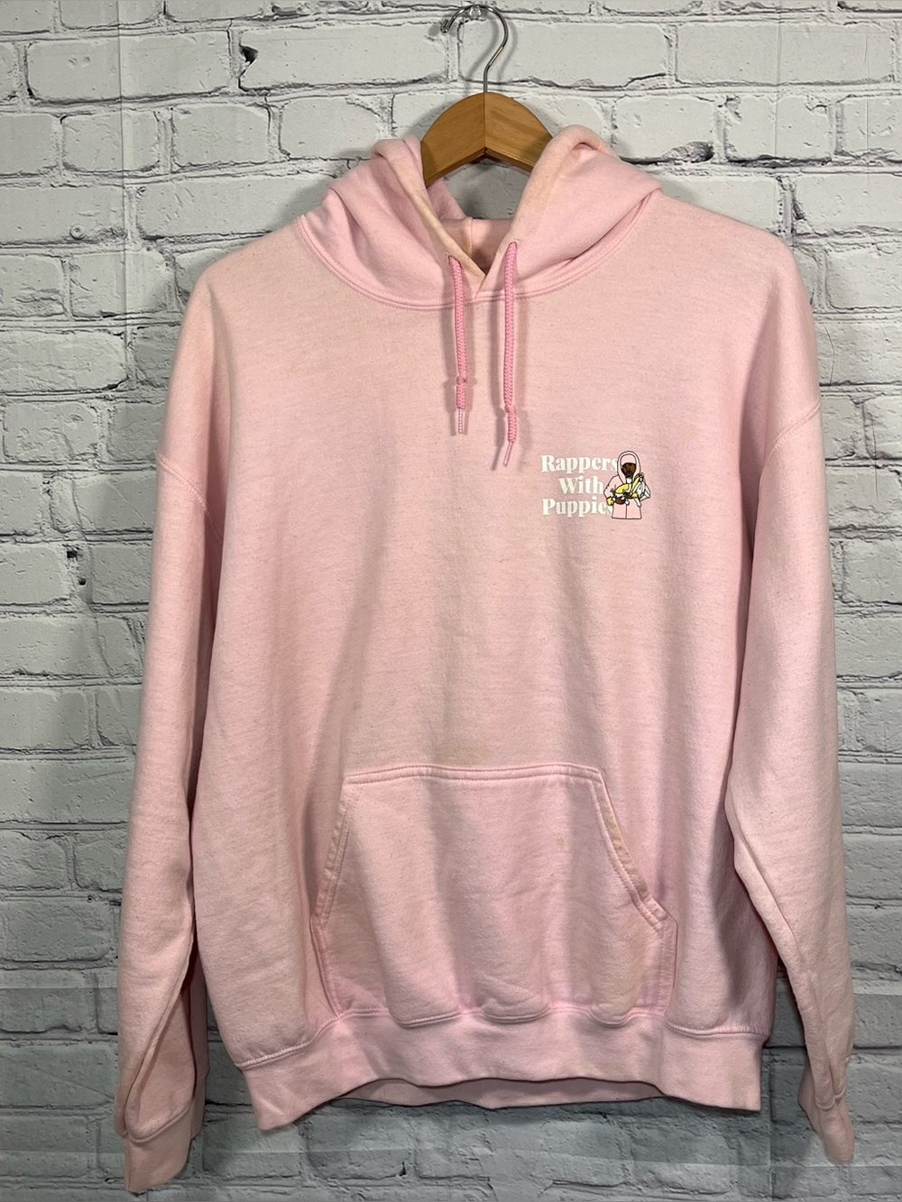 Dog Limited Rappers With Puppies Hoodie Sweatshirt Womens Size Large Pink